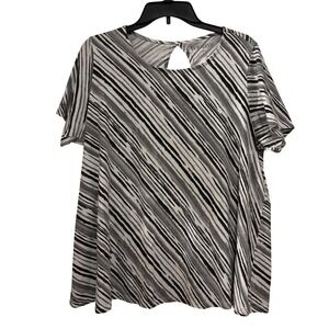 Roman's Women's Tunic Top Sz 18/20 Black White Short Sleeve Plus Size